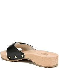 Dr. Scholl's Original Leather Buckle Hardware Platform Slide Sandals