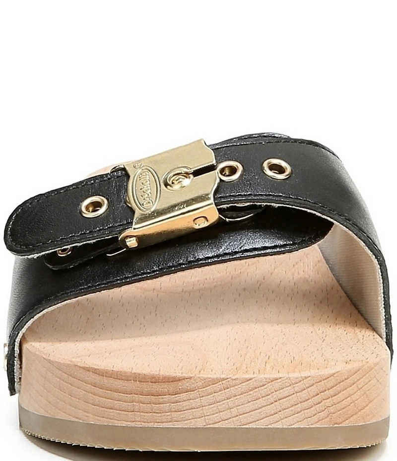 Dr. Scholl's Original Leather Buckle Hardware Platform Slide Sandals