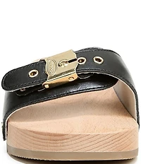 Dr. Scholl's Original Leather Buckle Hardware Platform Slide Sandals