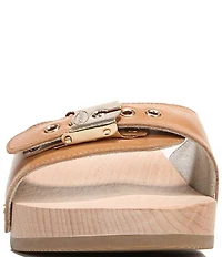 Dr. Scholl's Original Leather Buckle Hardware Platform Slide Sandals