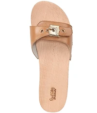 Dr. Scholl's Original Leather Buckle Hardware Platform Slide Sandals