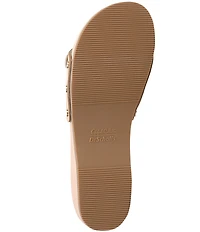 Dr. Scholl's Original Leather Buckle Hardware Platform Slide Sandals