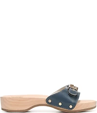 Dr. Scholl's Original Leather Buckle Hardware Platform Slide Sandals