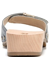 Dr. Scholl's Original Leather Buckle Hardware Platform Slide Sandals