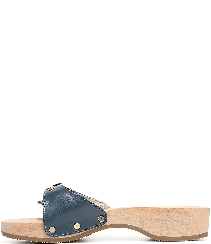 Dr. Scholl's Original Leather Buckle Hardware Platform Slide Sandals