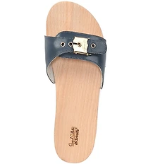 Dr. Scholl's Original Leather Buckle Hardware Platform Slide Sandals