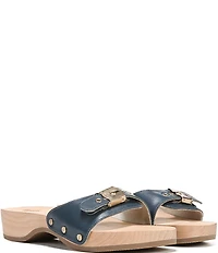 Dr. Scholl's Original Leather Buckle Hardware Platform Slide Sandals