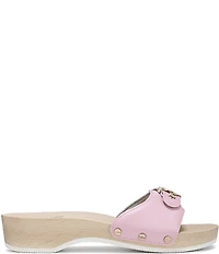 Dr. Scholl's Original Leather Buckle Hardware Platform Slide Sandals