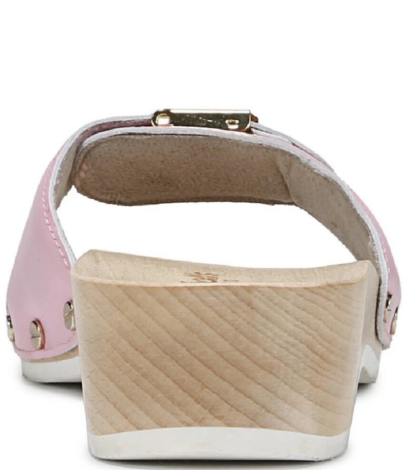 Dr. Scholl's Original Leather Buckle Hardware Platform Slide Sandals