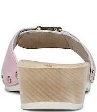 Dr. Scholl's Original Leather Buckle Hardware Platform Slide Sandals