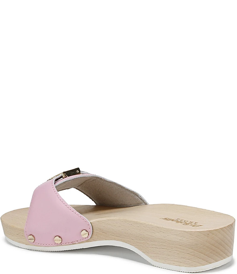 Dr. Scholl's Original Leather Buckle Hardware Platform Slide Sandals