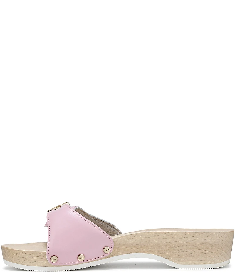 Dr. Scholl's Original Leather Buckle Hardware Platform Slide Sandals