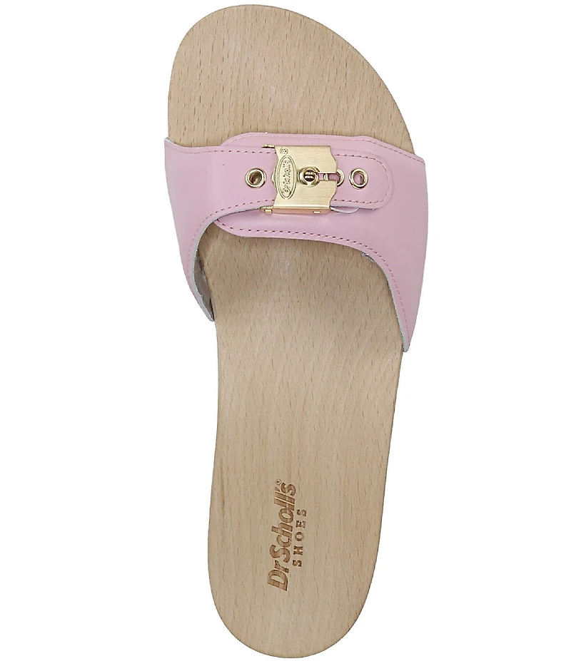 Dr. Scholl's Original Leather Buckle Hardware Platform Slide Sandals