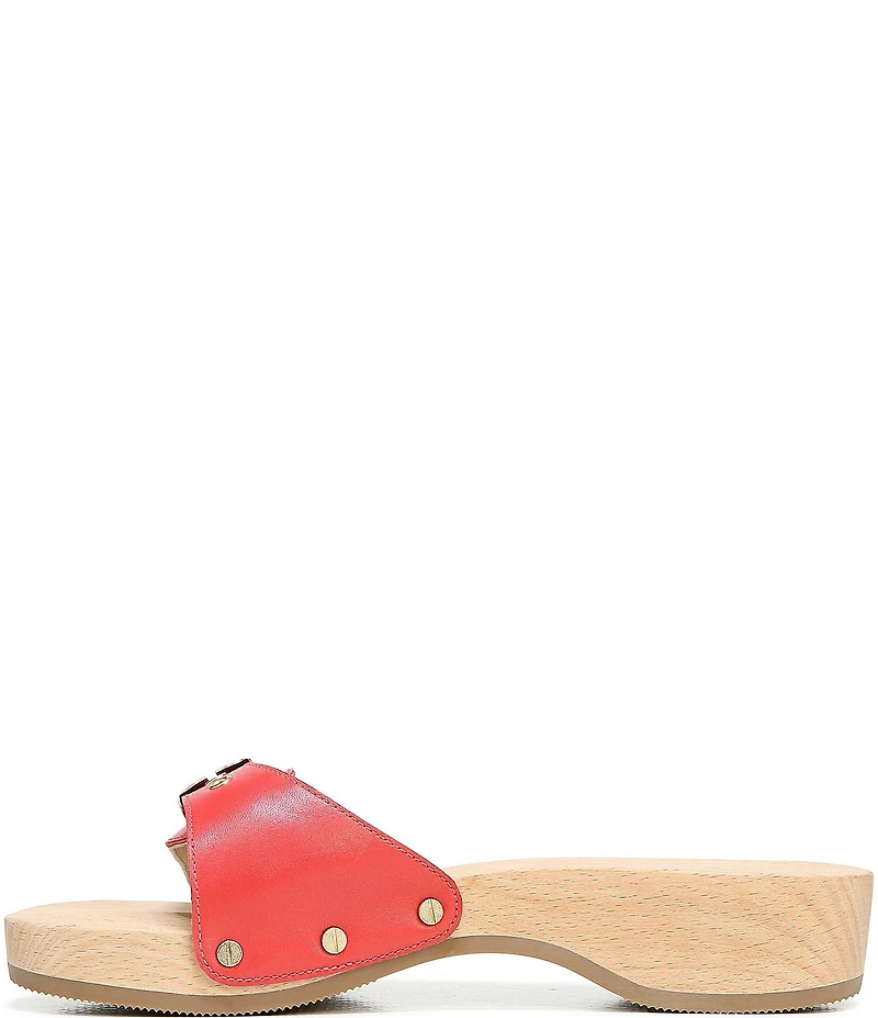 Dr. Scholl's Original Leather Buckle Hardware Platform Slide Sandals
