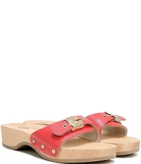 Dr. Scholl's Original Leather Buckle Hardware Platform Slide Sandals