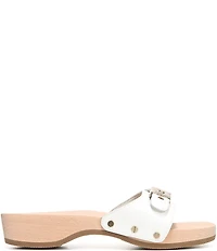 Dr. Scholl's Original Leather Buckle Hardware Platform Slide Sandals