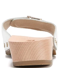 Dr. Scholl's Original Leather Buckle Hardware Platform Slide Sandals