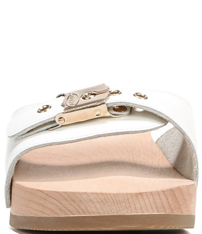 Dr. Scholl's Original Leather Buckle Hardware Platform Slide Sandals