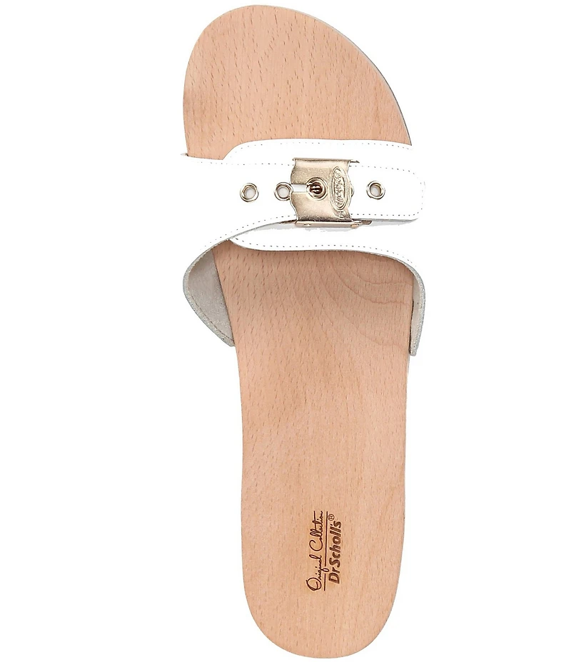 Dr. Scholl's Original Leather Buckle Hardware Platform Slide Sandals