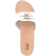 Dr. Scholl's Original Leather Buckle Hardware Platform Slide Sandals