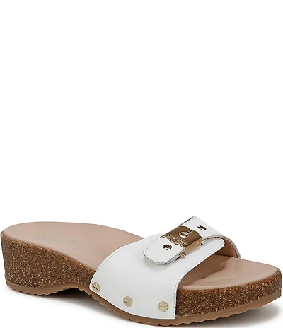 Dr. Scholl's Original Flex Leather Buckle Hardware Slide Sandals