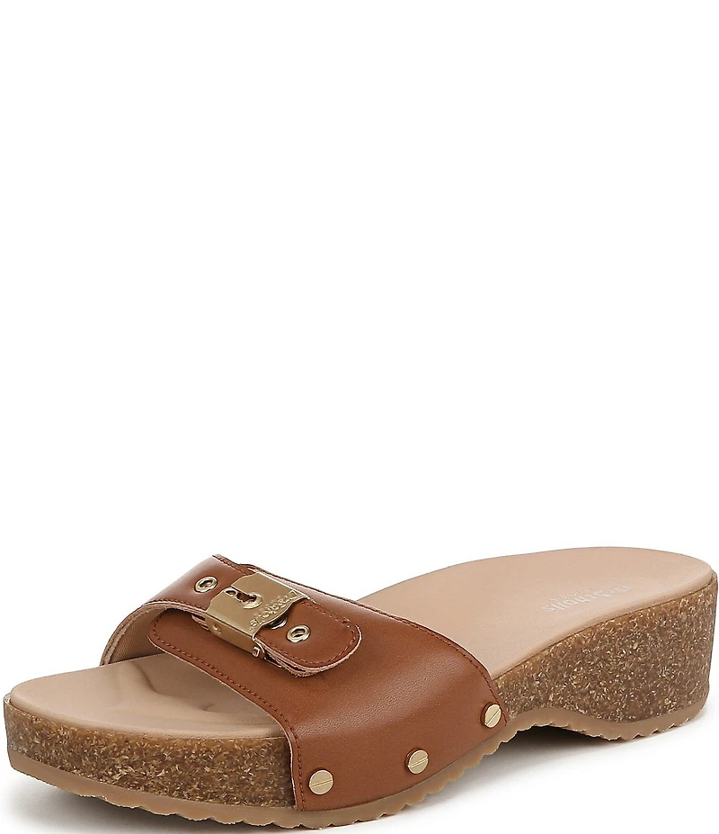 Dr. Scholl's Original Flex Leather Buckle Hardware Slide Sandals