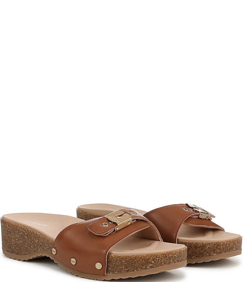 Dr. Scholl's Original Flex Leather Buckle Hardware Slide Sandals