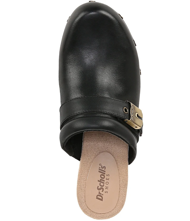 Dr. Scholl's Original Joy Leather Buckle Hardware Strap Platform Clogs
