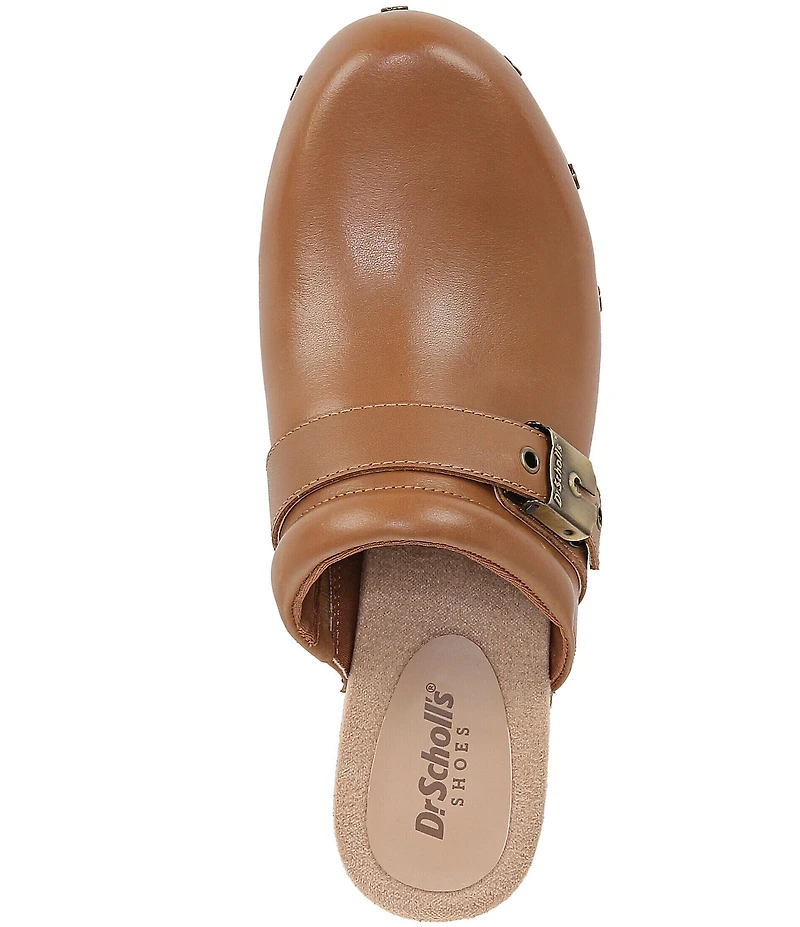 Dr. Scholl's Original Joy Leather Buckle Hardware Strap Platform Clogs