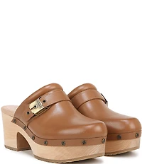 Dr. Scholl's Original Joy Leather Buckle Hardware Strap Platform Clogs