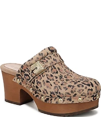 Dr. Scholl's Original Joy Suede Leopard Print Platform Clogs