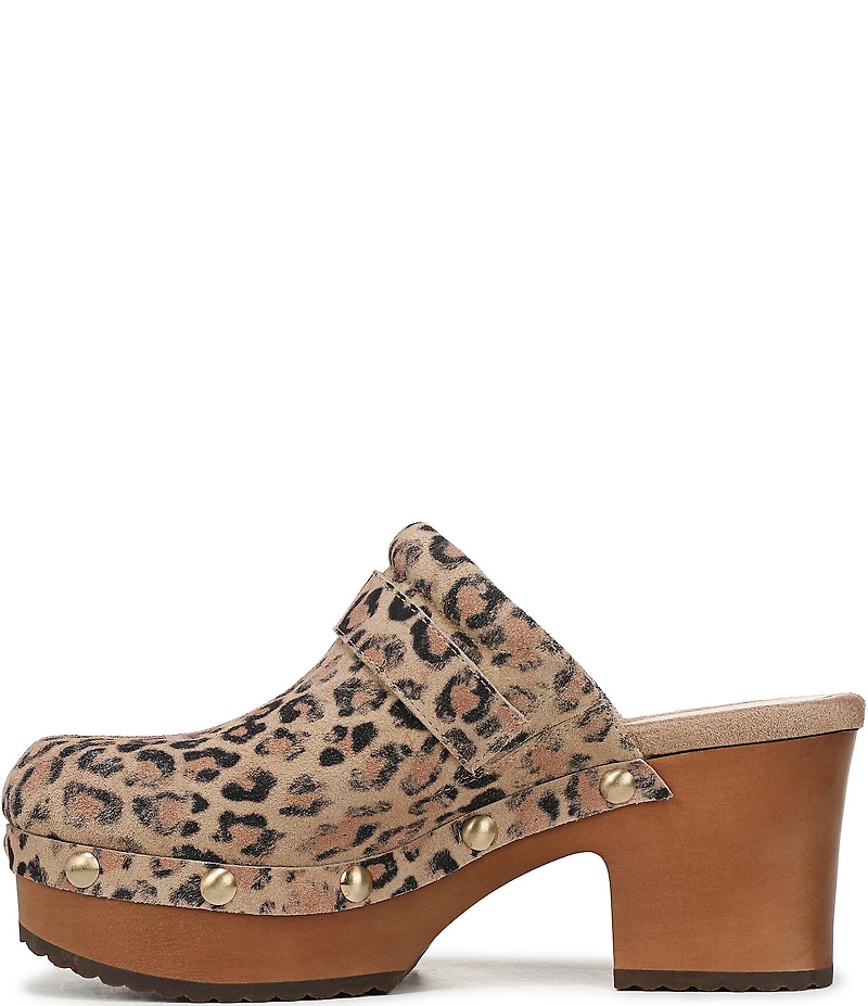 Dr. Scholl's Original Joy Suede Leopard Print Platform Clogs
