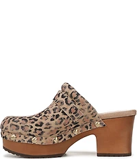 Dr. Scholl's Original Joy Suede Leopard Print Platform Clogs