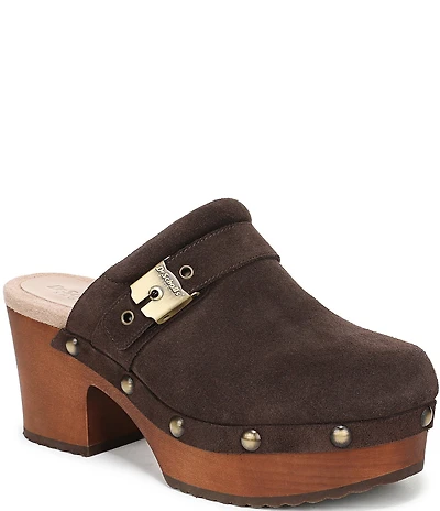 Dr. Scholl's Original Joy Suede Buckle Hardware Strap Platform Clogs