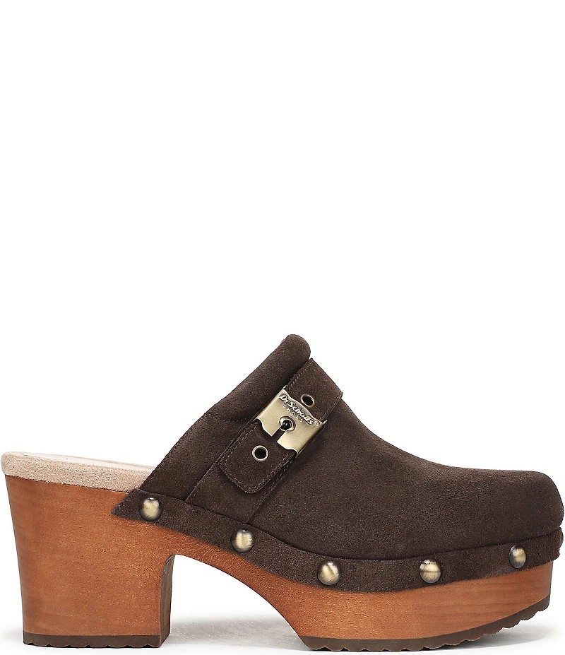 Dr. Scholl's Original Joy Suede Buckle Hardware Strap Platform Clogs