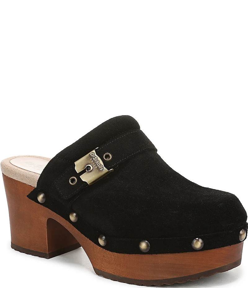 Dr. Scholl's Original Joy Suede Buckle Hardware Strap Platform Clogs