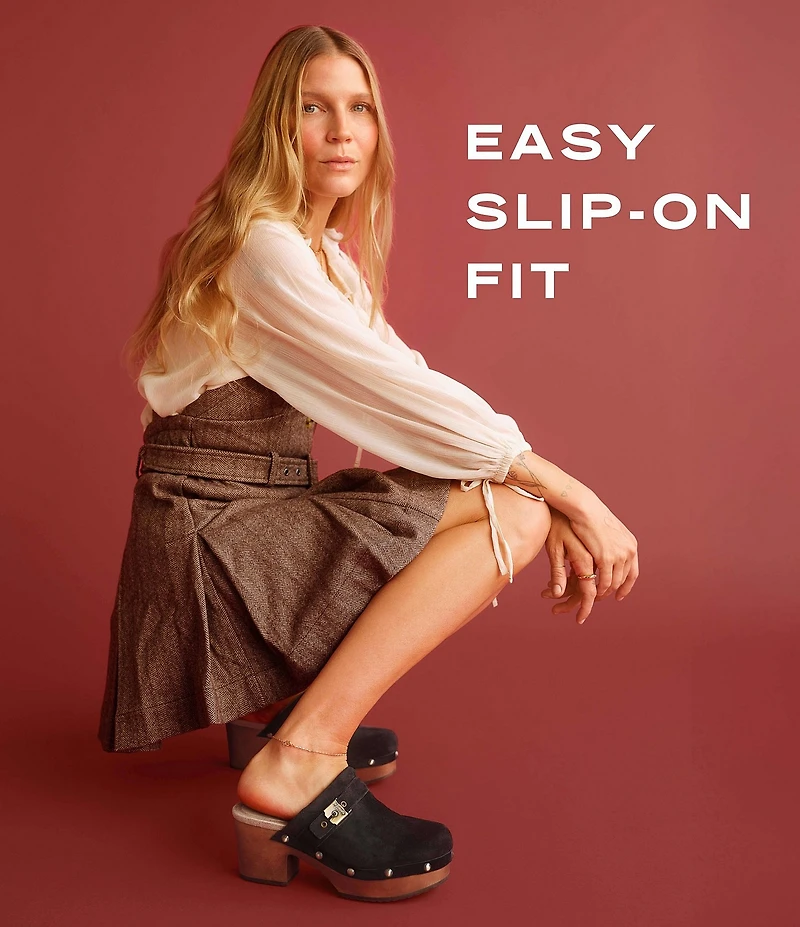 Dr. Scholl's Original Joy Suede Buckle Hardware Strap Platform Clogs