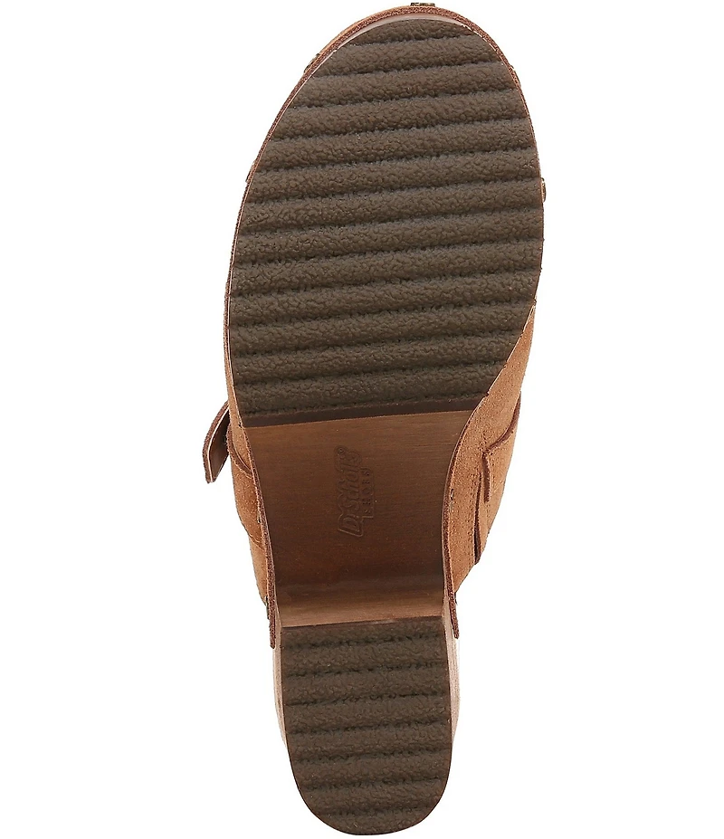 Dr. Scholl's Original Joy Suede Buckle Hardware Strap Platform Clogs