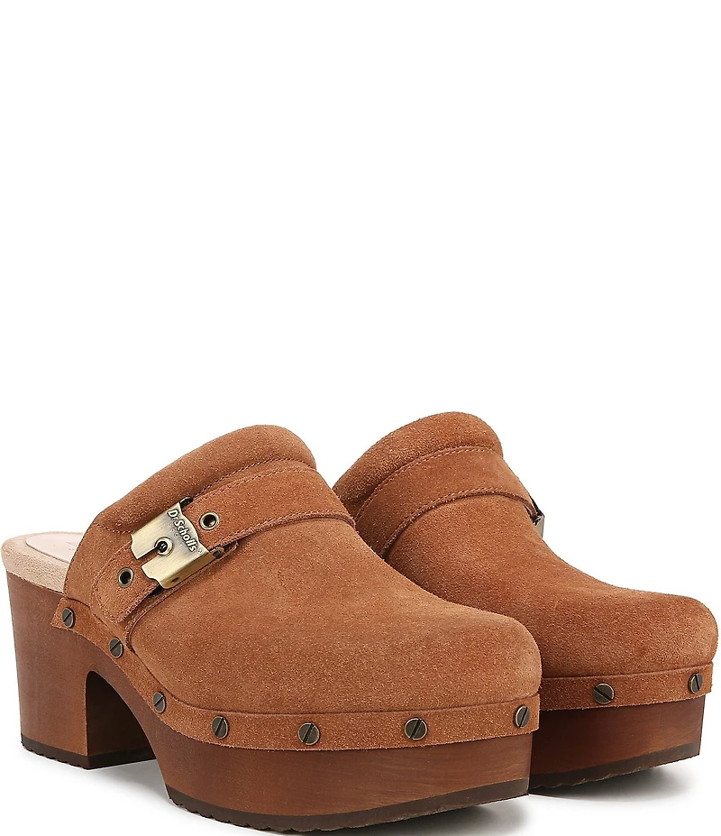 Dr. Scholl's Original Joy Suede Buckle Hardware Strap Platform Clogs