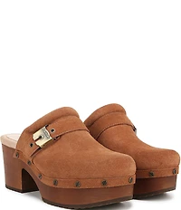 Dr. Scholl's Original Joy Suede Buckle Hardware Strap Platform Clogs