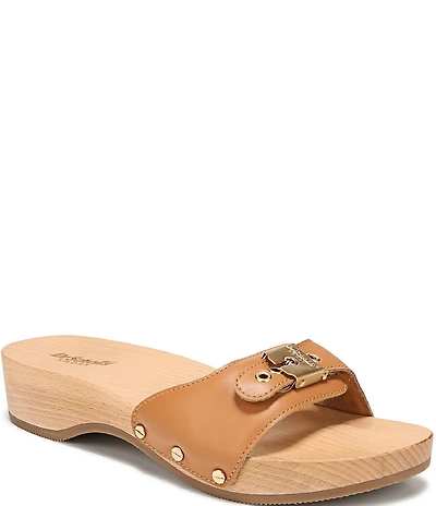 Dr. Scholl's Original Leather Pescura Buckle Hardware Platform Slide Sandals