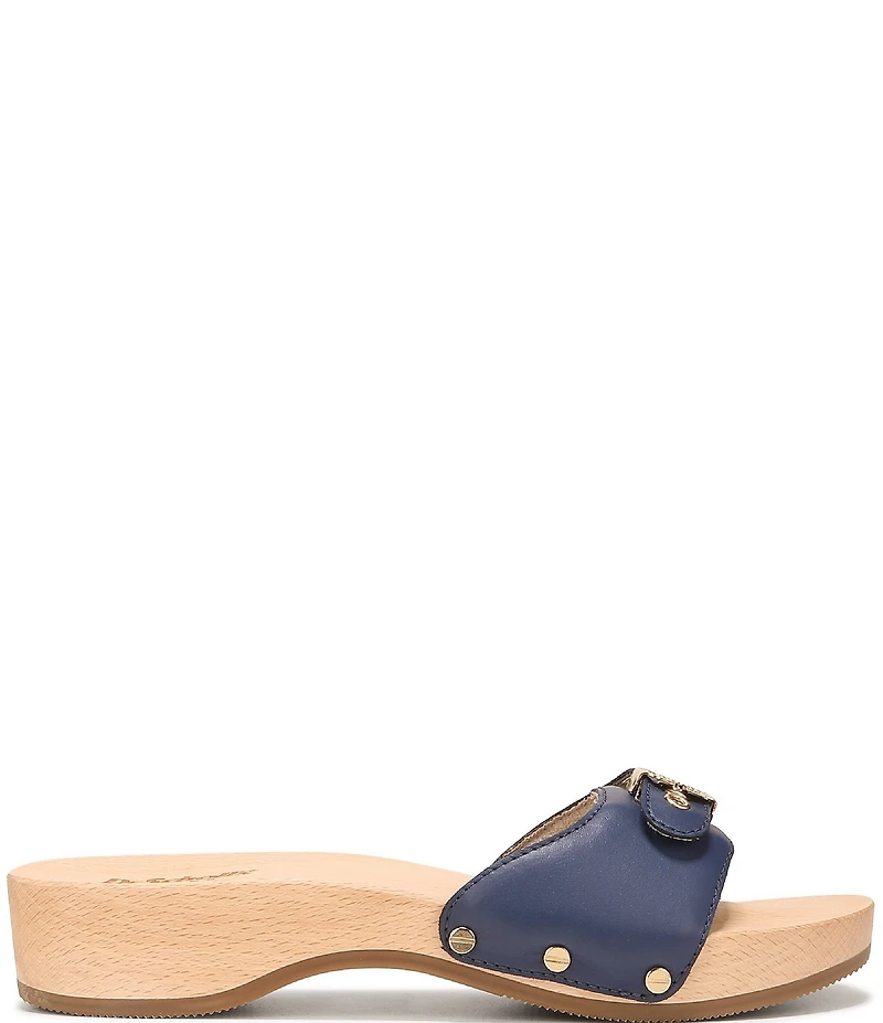 Dr. Scholl's Original Leather Pescura Buckle Hardware Platform Slide Sandals