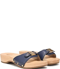 Dr. Scholl's Original Leather Pescura Buckle Hardware Platform Slide Sandals