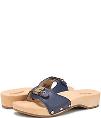 Dr. Scholl's Original Leather Pescura Buckle Hardware Platform Slide Sandals