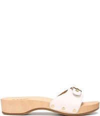 Dr. Scholl's Original Leather Pescura Buckle Hardware Platform Slide Sandals