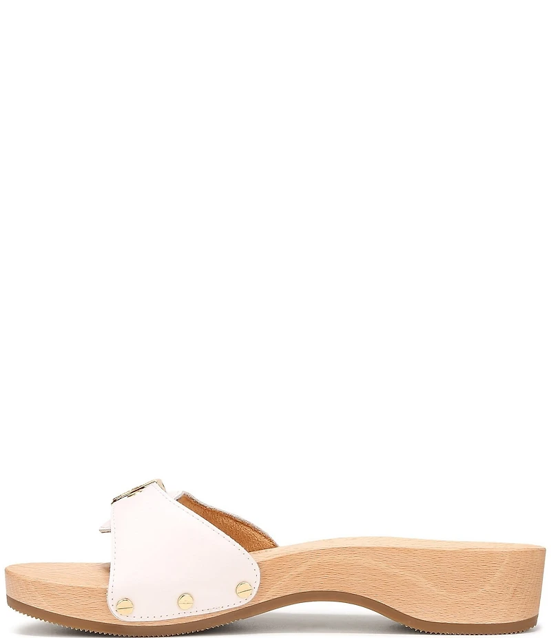 Dr. Scholl's Original Leather Pescura Buckle Hardware Platform Slide Sandals