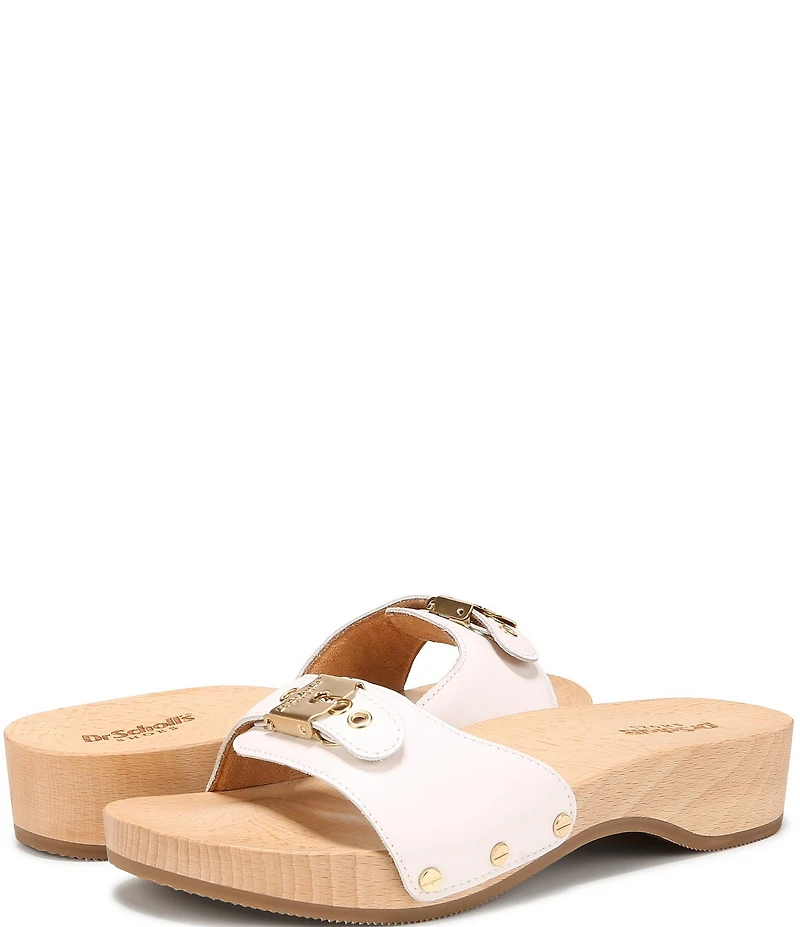 Dr. Scholl's Original Leather Pescura Buckle Hardware Platform Slide Sandals