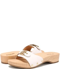 Dr. Scholl's Original Leather Pescura Buckle Hardware Platform Slide Sandals