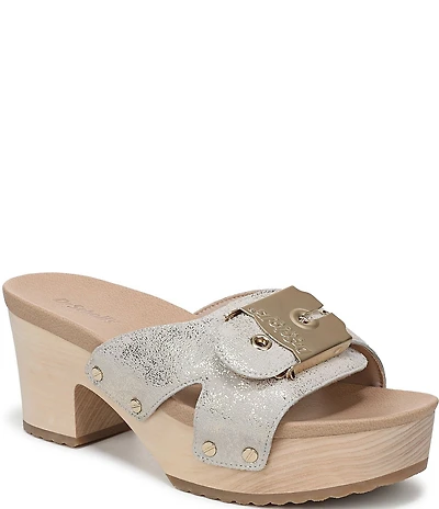 Dr. Scholl's Original Max Too Leather Platform Clog Slide Sandals