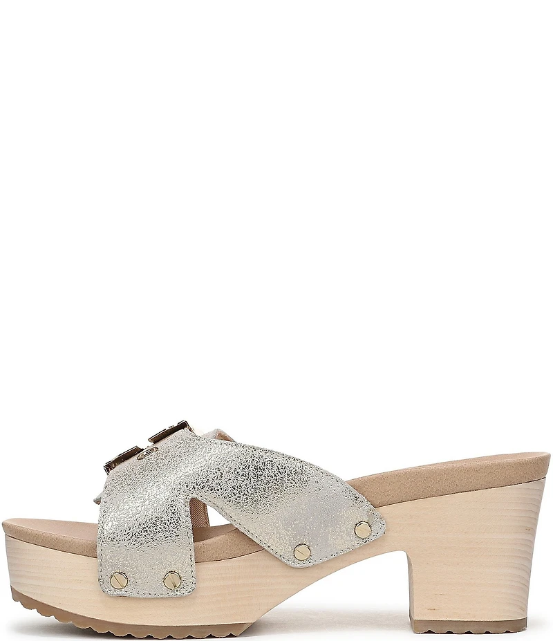 Dr. Scholl's Original Max Too Leather Platform Clog Slide Sandals